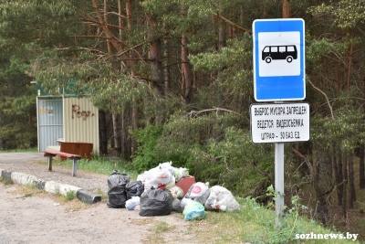 Замусоренная остановка с «диванным комфортом»